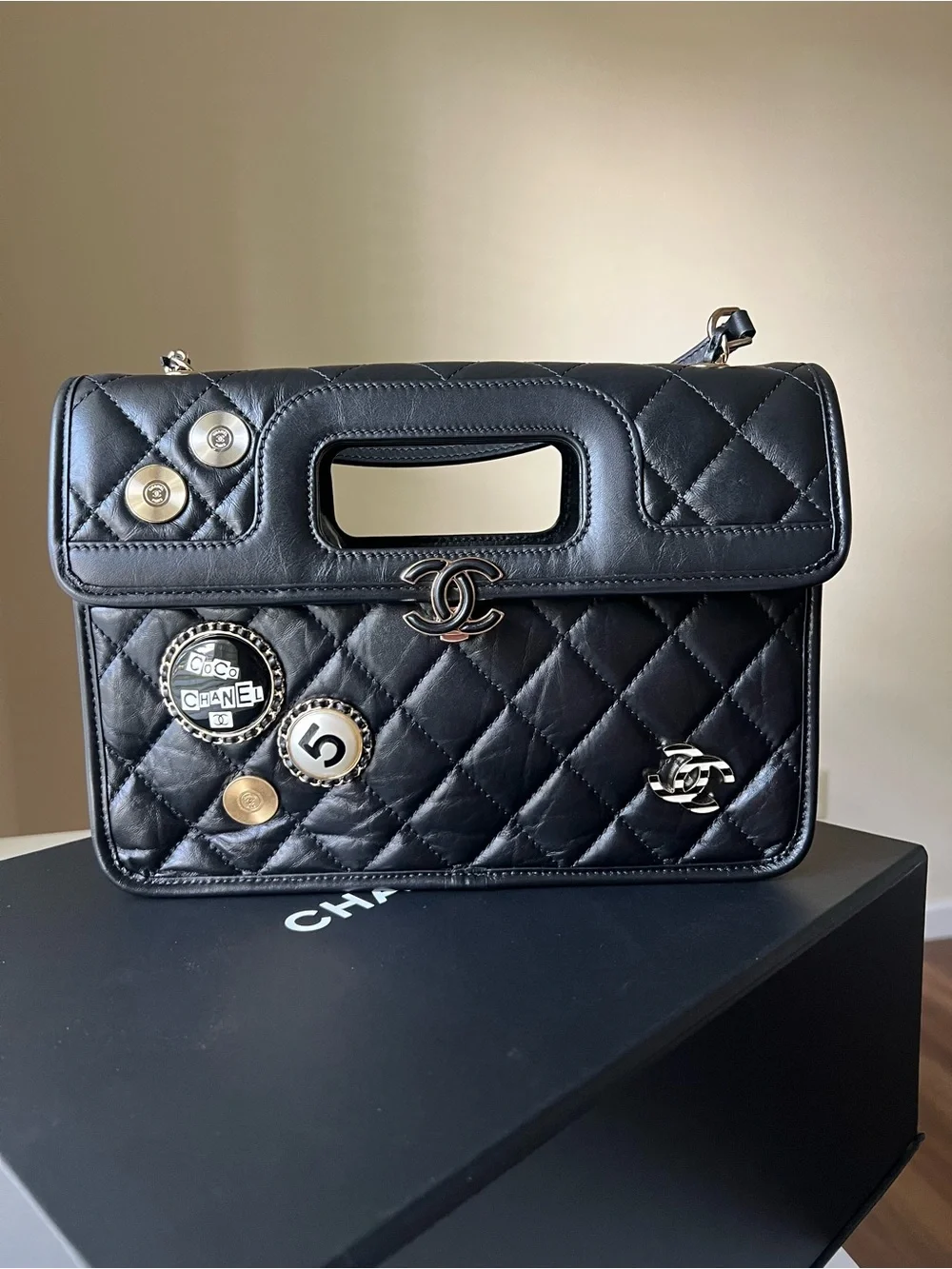 Chanel Charms Handle Cut Flap bag